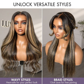PreMax Wigs - Blonde Highlight Silky Straight 13x4 Frontal Lace Glueless Long Wig Pre-Cut Lace-02