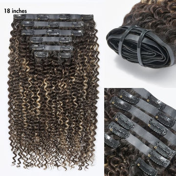 Highlights Silky Straight / Kinky Curly / Deep Wave Clip in Extensions Human Hair 135g 9pcs / 7pcs with Free Gift-13