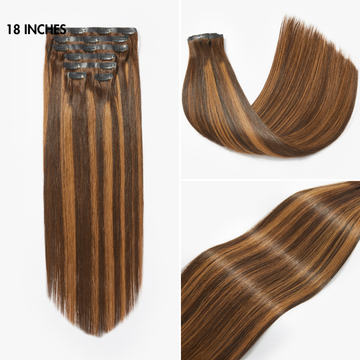 Highlights Silky Straight / Kinky Curly / Deep Wave Clip in Extensions Human Hair 135g 9pcs / 7pcs with Free Gift-06