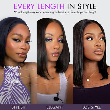 Different hair length of Bob wig show different style