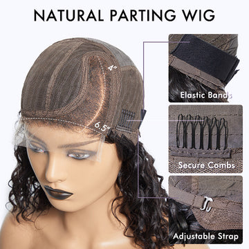 Put On and Go Salt and Pepper Layered Bob Glueless Pre-Cut Minimalist Lace Grey Wig-06