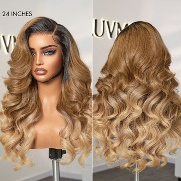 24 Inches 3 Tone Ombre Ash Blonde Lace Front Wig