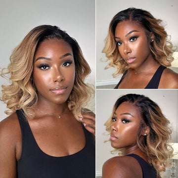Lace front wig - 13x4 Lace, Ombre Ash Blonde, Loose Wave, Side Part Style