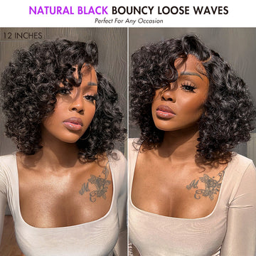 Subscriber Only | Effortless Elegance Brown Highlight / Natural Black Bouncy Curly Wig Minimalist HD Lace Glueless Wig Pre-Cut Lace-08