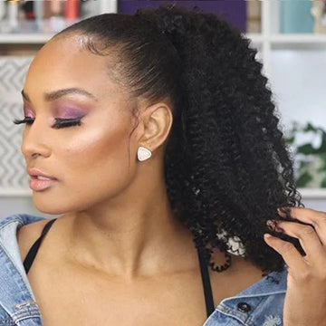 Virgin Human Hair Deep Wave Ponytail Wig