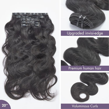 Body Wave Invisible Edge Clip in Hair Extensions Human Hair 110g 6pcs with Free Gift-03