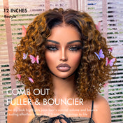 Brown Highlight / Natural Black / Blonde Highlight Deep Curly Glueless 5x5 Closure Pre-Cut Lace Wig Breathable Cap-07