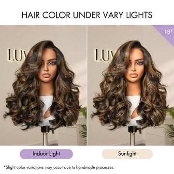 Luvme All-Day Comfort™ Wig 200% Density Brown Highlight Loose Body Wave Glueless Minimalist HD Lace Wig Pre-Cut Lace-06