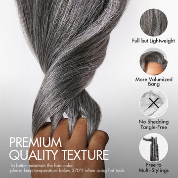 Put On and Go Salt and Pepper Layered Bob Glueless Pre-Cut Minimalist Lace Grey Wig-14