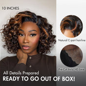 Effortless Elegance Brown Highlight / Natural Black Bouncy Curly Wig Minimalist HD Lace Glueless Wig Pre-Cut Lace-10