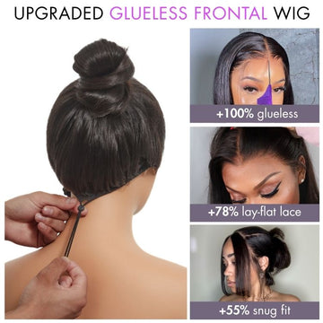 Upgraded glueless frontal wig have lay-flat lace and snug fit