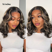 200% Density Curtain Bangs Blonde Highlight Loose Wave Glueless 5x5 Closure Pre-Cut Lace Wig All Head Sizes Fit Cap-10