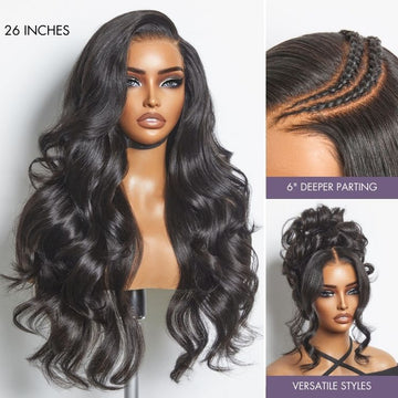 Luvme All-Day Comfort™ Wig Loose Body Wave Glueless 7x6 Closure HD Lace Human Hair Wig with Bangs Pre-Cut Lace-24