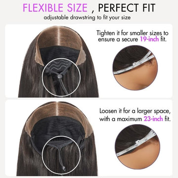 PreMax Wigs - Flexi-Fit Invisi Drawstring Cap Silky Straight Glueless 13x4 Frontal Lace Human Hair Wig Pre-Cut Lace-11