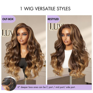 Luvme All-Day Comfort™ Wig Sun-Kissed Blonde Ombre Highlight Loose Body Wave Glueless 7x6 Closure HD Lace Wig Pre-Cut Lace-30