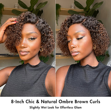 Crazy Wednesday | Ombre Brown Fluffy Kinky Curl Glueless Minimalist HD Lace Wig Ready to Go-04