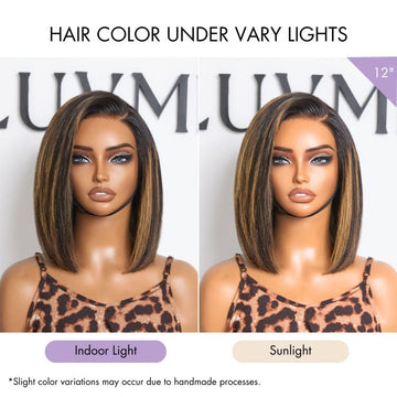 Luvme All-Day Comfort™ Wig Brown Highlight Blunt Cut Bob Glueless Minimalist HD Lace Wig Pre-Cut Lace-23