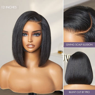 Luvme All-Day Comfort™ Wig Blunt Cut Bob Glueless Minimalist HD Lace Short Human Hair Wig Pre-Cut Lace-40