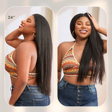Luvme Too Easy Texture™ Wig Yaki Straight Glueless Flexi-Fit Drawstring 3-In-1 Half Wig Human Hair-21