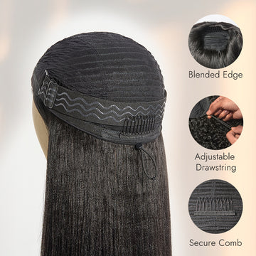 Luvme Too Easy Texture™ Wig Yaki Straight Glueless Flexi-Fit Drawstring 3-In-1 Half Wig Human Hair-22