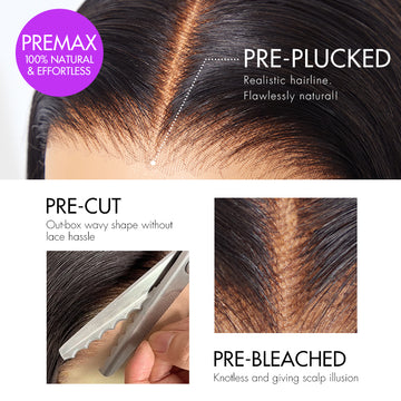 PreMax Water Wave Glueless Flexi-Fit Invisible Drawstring 13x4 Frontal Lace Fluffy Curly Wig Pre-Cut Lace-06