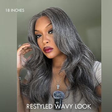 Salt and Pepper Straight Glueless Minimalist HD Lace T Part Grey Wig Pre-Cut Lace-27