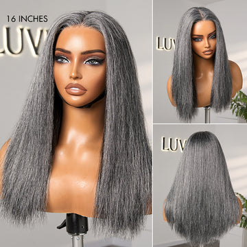 Salt and Pepper Straight Glueless Minimalist HD Lace T Part Grey Wig Pre-Cut Lace-28