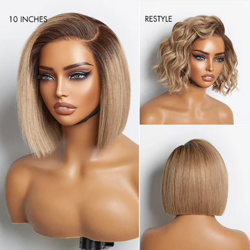 Put On & Go Blunt Cut Straight Bob Minimalist HD Lace Glueless C Part Wig-12