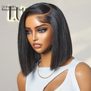 AiryFit™ Scalp Care Wigs | Silky Blunt Cut Bob Snugfit Glueless Minimalist HD Lace Short Wig Pre-Cut Lace-05