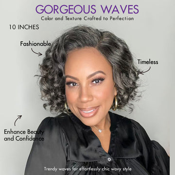Boss Vibe Salt & Pepper Layered Bob / Body Wave Glueless Pre-Cut Minimalist Lace Grey Wig-16