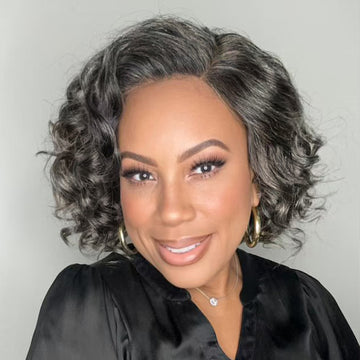 Elegant Salt & Pepper Grey Wig Loose Body Wave Glueless Minimalist Lace Short Wig Pre-Cut Lace-01