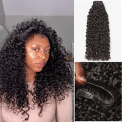 Luvme Too Easy Texture Messy Curl Invisible Edge Clip in Hair Extensions Human Hair 110g 6pcs with Free Gift-01