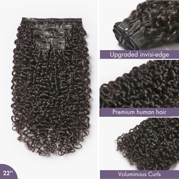 Luvme Too Easy Texture Messy Curl Invisible Edge Clip in Hair Extensions Human Hair 110g 6pcs with Free Gift-03