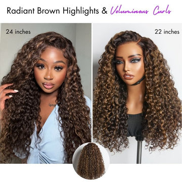 Luvme All-Day Comfort™ Wig PartingMax Brown Highlights Funmi Curly 7x6 Closure HD Lace Glueless Wig Pre Cut Lace-13
