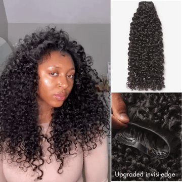 Luvme Too Easy Texture™ Silky Straight / Body Wave / Yaki Straight / Messy Curl / Kinky Curly Invisible Edge Clip in Hair Extensions Human Hair 110g 6pcs with Free Gift-38