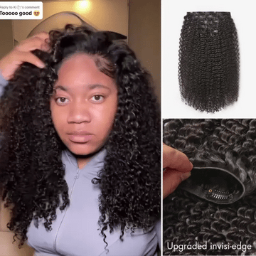 Luvme Too Easy Texture™ Silky Straight / Body Wave / Yaki Straight / Messy Curl / Kinky Curly Invisible Edge Clip in Hair Extensions Human Hair 110g 6pcs with Free Gift-41