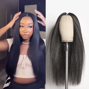 Luvme Too Easy Texture™ Wig Kinky Curly / Yaki Straight Glueless V Part Flexi-Fit Drawstring Wig-26