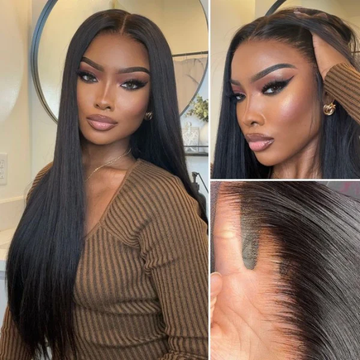 Exclusive Sale | PreMax Wigs | Super Natural Hairline Silky Straight Glueless 13x4 Frontal Lace Wig Human Hair Pre-Cut Lace-15