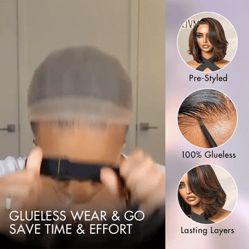 Trendy Brown Highlight Layered Bob Blowout Glueless 5x5 Lace Closure Wig 100% Human Hair Pre-Cut Lace-04