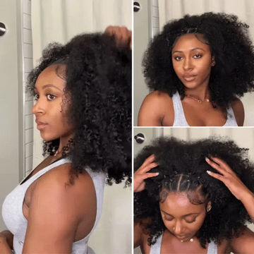 Luvme Too Easy Texture™ 3-In-1 Half Wig Kinky Curly / Yaki Straight Glueless Flexi-Fit Drawstring Wig-36