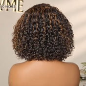 Crazy Wednesday | Blonde Highlight Short Curly Glueless Minimalist HD Lace Human Hair Wig-10