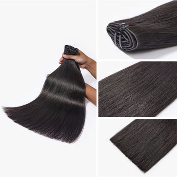 Body Wave / Messy Curly / Silky Straight / Yaki Straight / Kinky Curly Invisible Edge Clip in Hair Extensions Human Hair 110g 6pcs with Free Gift-33