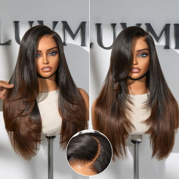 Luvme All-Day Comfort™ Wig Layered Light Yaki Straight / Loose Body Wave Glueless 7x6 Closure HD Lace Human Hair Wig Pre-Cut Lace-39