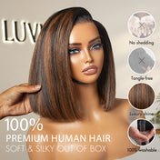 PreMax Wigs | Super Natural Hairline Silky Blunt Cut Bob Glueless 13x4 Frontal Lace Human Hair Short Wig Pre-Cut Lace-07