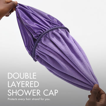 1pc Dual-Layer Shower Cap, Perfect for All Hair Lengths, Breathable & Comfortable-03