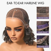 Lightweight & Voluminous Beach Wave Glueless 13x4 Lace Front Short Wig for Summer Pre-Cut Lace-06