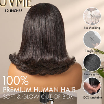 Retro 90s Flip Ends Bob Cut Wig Glueless 13x4 Frontal Lace Human Hair Wig-08