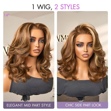 PreMax Blonde Highlight Layered Body Wave Glueless 13x4 Frontal Lace Long Wig Human Hair Pre-Cut Lace-04