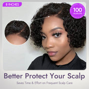 Trendy Short Cut Curly Minimalist HD Lace Glueless Side Part Wig 100% Human Hair-42
