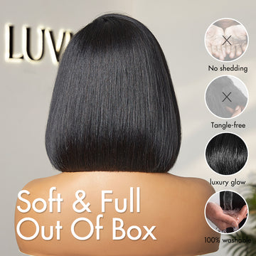 Put On & Go Blunt Cut Straight Bob Minimalist HD Lace Glueless C Part Wig-22